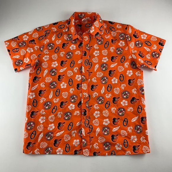 MLB Shirts Balitmore Orioles Mlb All Over Logos Short Sleeve Button
